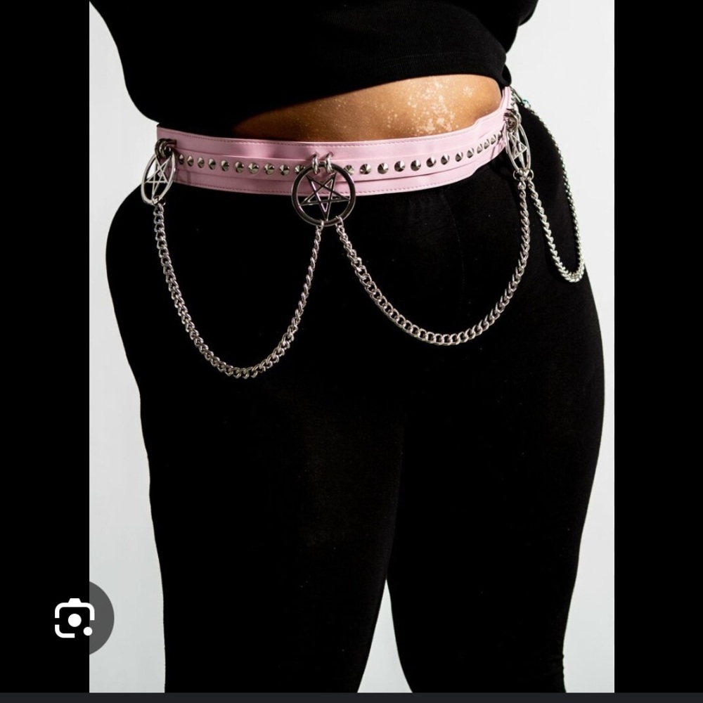 Pink Studded Chain Belt